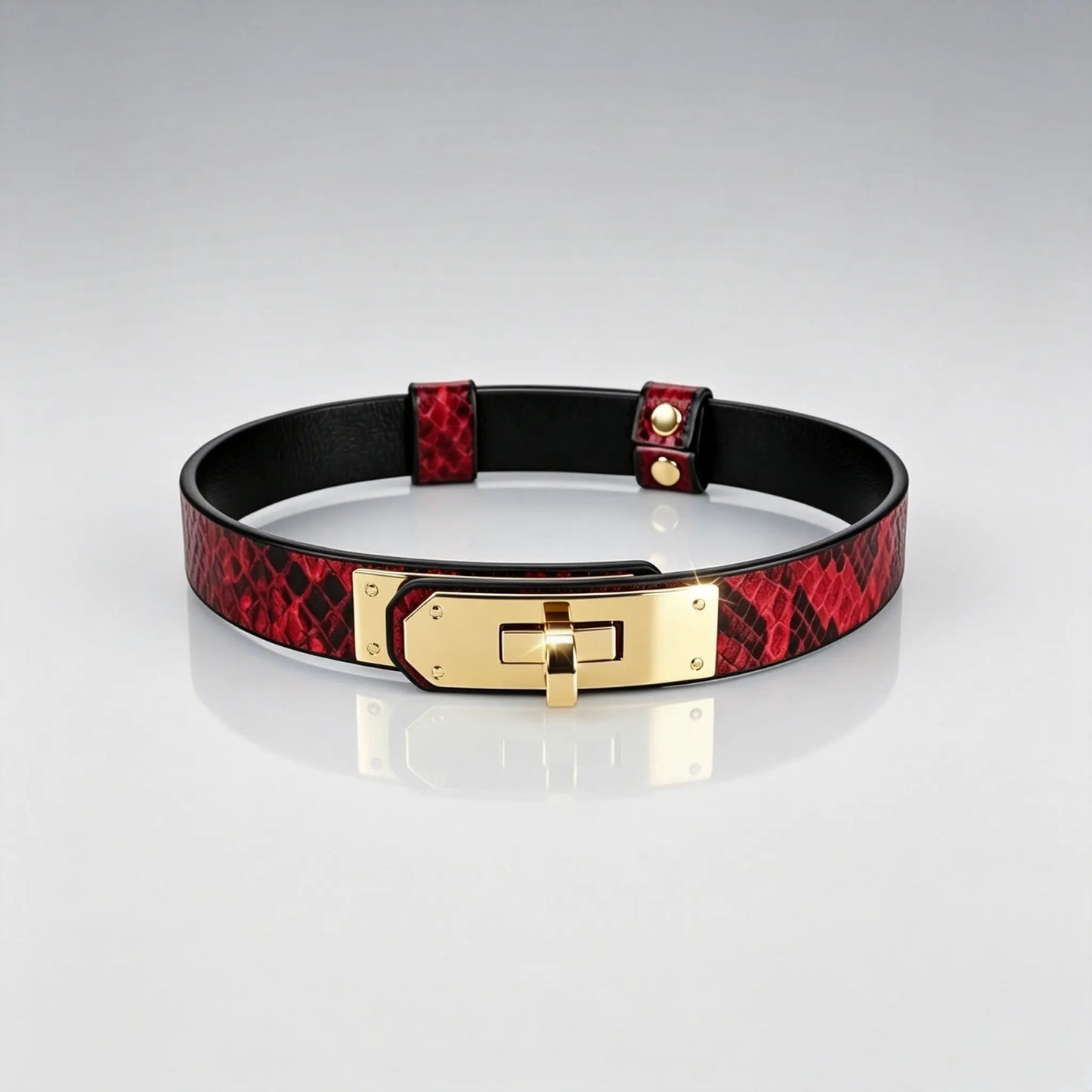Crimson Serpent Premium Hardware Choker – Statement Elegance